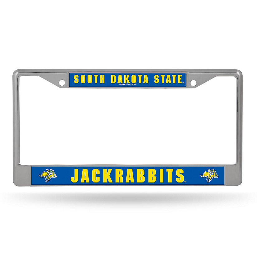Rico Industries NCAA  South Dakota State Jackrabbits  12" x 6" Chrome Frame With Decal Inserts - Car/Truck/SUV Automobile Accessory Image