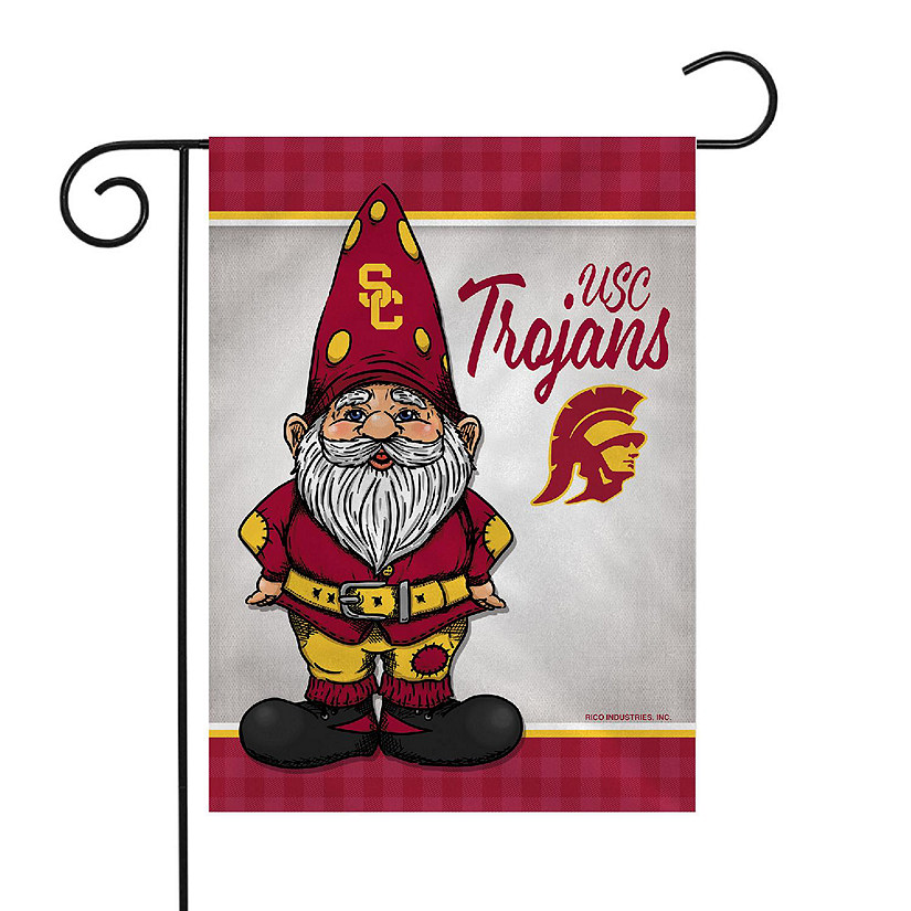 Rico Industries NCAA Southern California Trojans - USC Gnome Spring 13" x 18" Double Sided Garden Flag Image