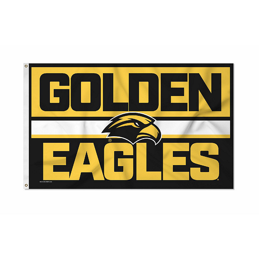 Rico Industries NCAA  Southern Mississippi Golden Eagles Bold 3' x 5' Banner Flag Single Sided - Indoor or Outdoor - Home D&#233;cor Image