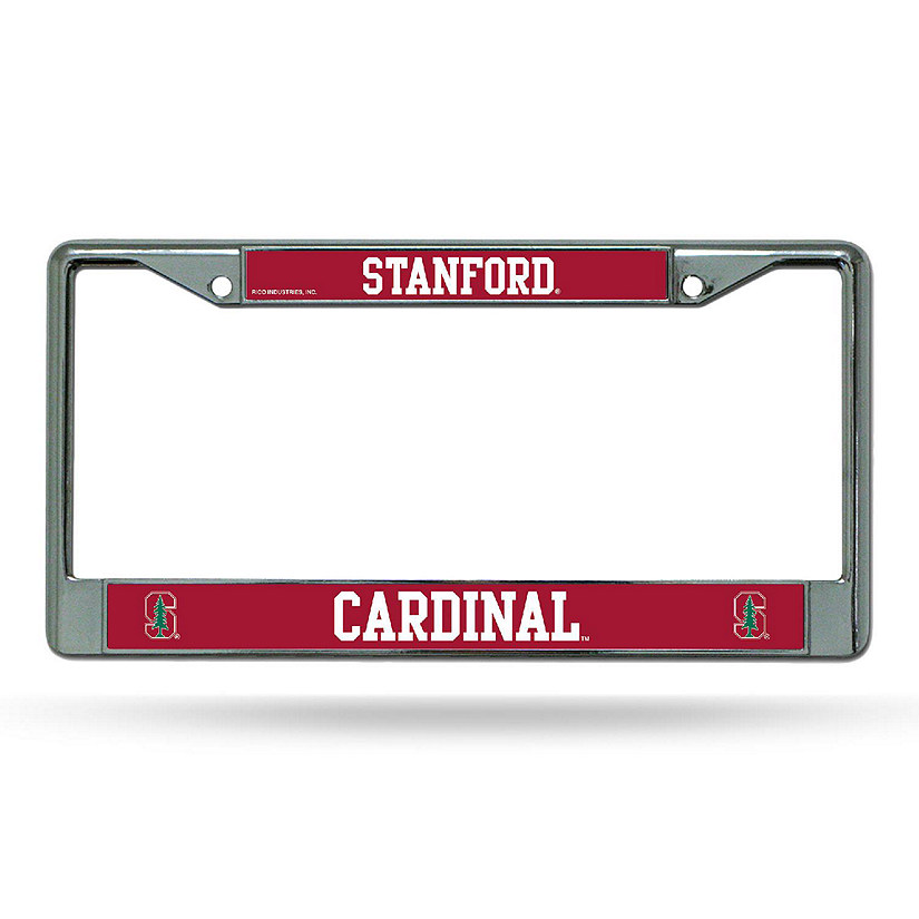 Rico Industries NCAA  Stanford Cardinal  12" x 6" Chrome Frame With Decal Inserts - Car/Truck/SUV Automobile Accessory Image