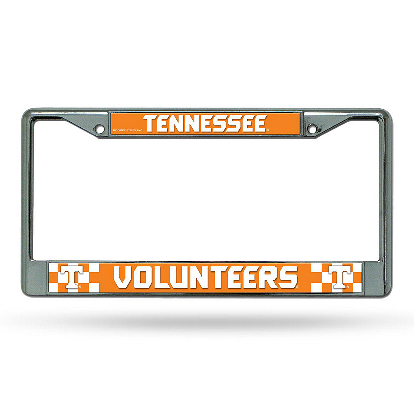 Rico Industries NCAA  Tennessee Volunteers  12" x 6" Chrome Frame With Decal Inserts - Car/Truck/SUV Automobile Accessory Image