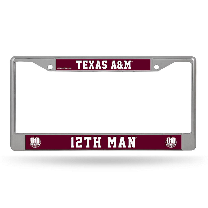Rico Industries NCAA  Texas A&M Aggies  12" x 6" Chrome Frame With Decal Inserts - Car/Truck/SUV Automobile Accessory Image