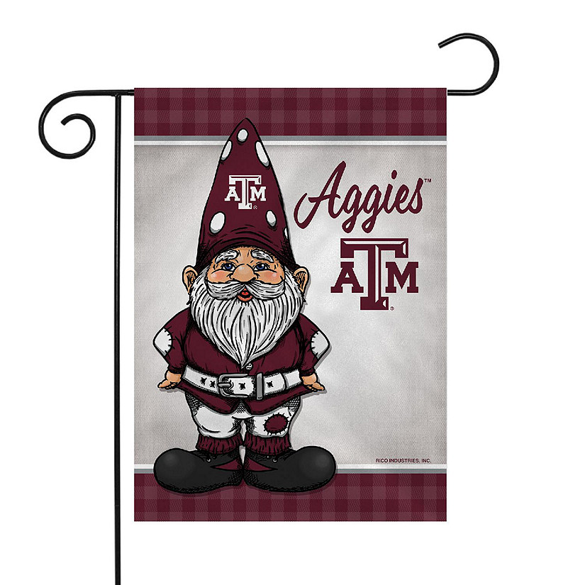 Rico Industries NCAA  Texas A&M Aggies Gnome Spring 13" x 18" Double Sided Garden Flag Image