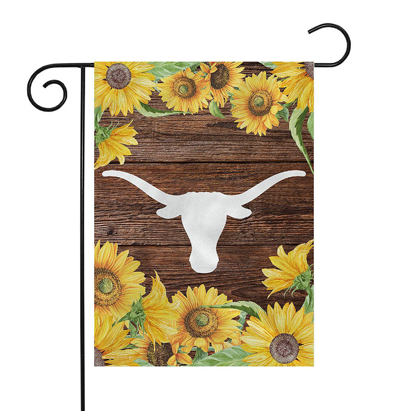 Rico Industries NCAA  Texas Longhorns Sunflower Spring 13" x 18" Double Sided Garden Flag Image