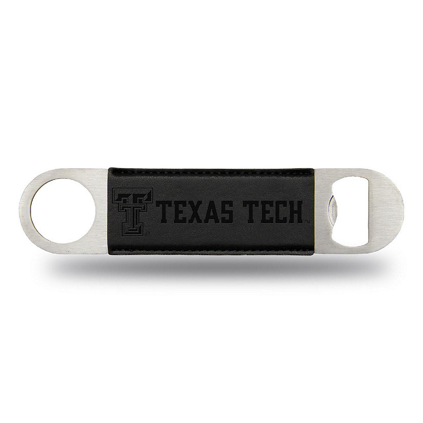 Rico Industries NCAA  Texas Tech Red Raiders Black Faux Leather Laser Engraved Bar Blade - Great Beverage Accessory for Game Day Image