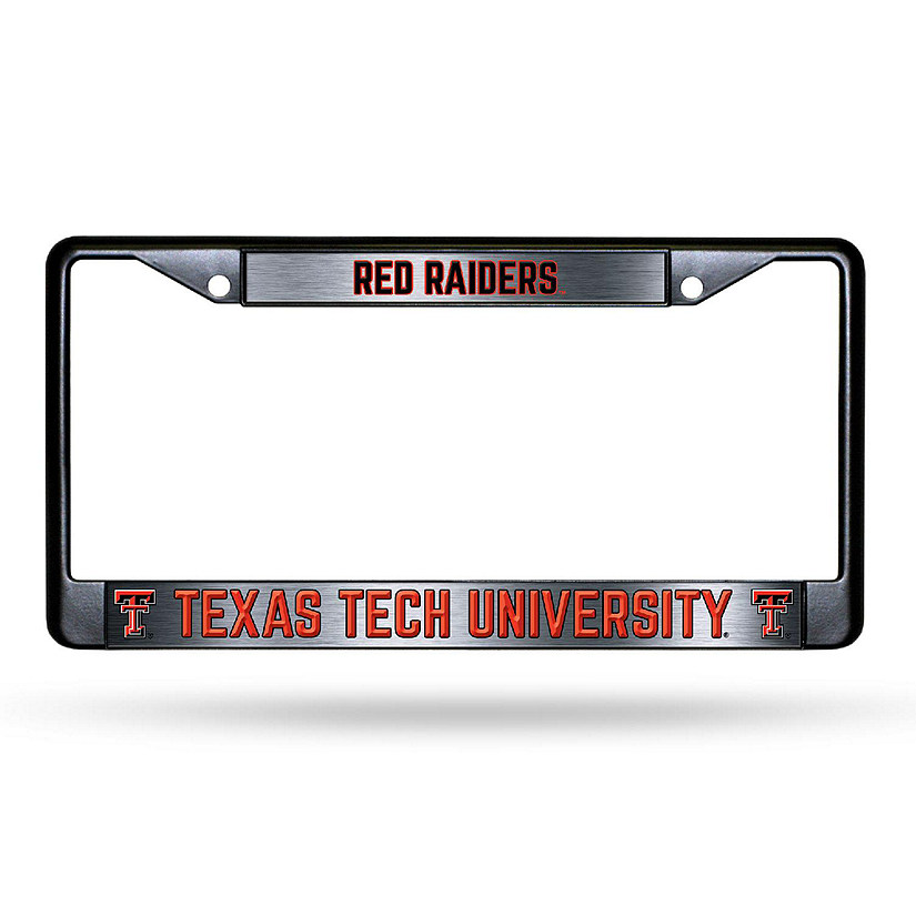 Rico Industries NCAA  Texas Tech Red Raiders Black Game Day Black Chrome Frame with Printed Inserts 12" x 6" Car/Truck Auto Accessory Image