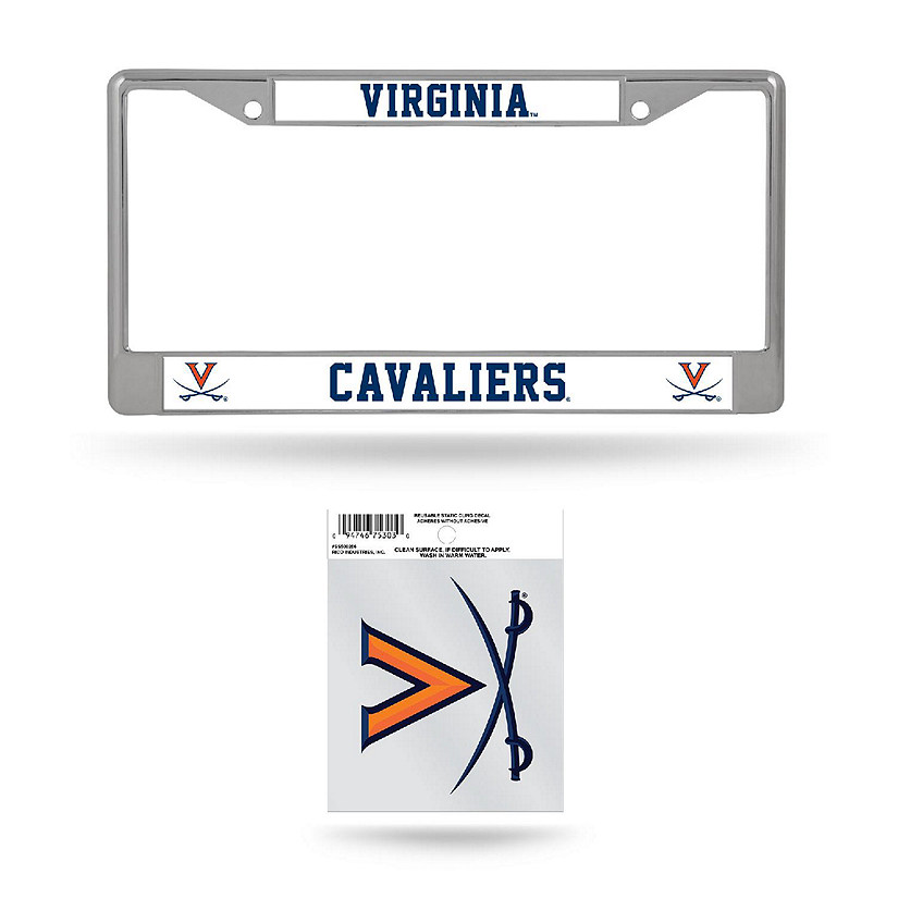 Rico Industries NCAA  Virginia Cavaliers  12" x 6" Chrome Frame With Plastic Inserts - Car/Truck/SUV Automobile Accessory Image