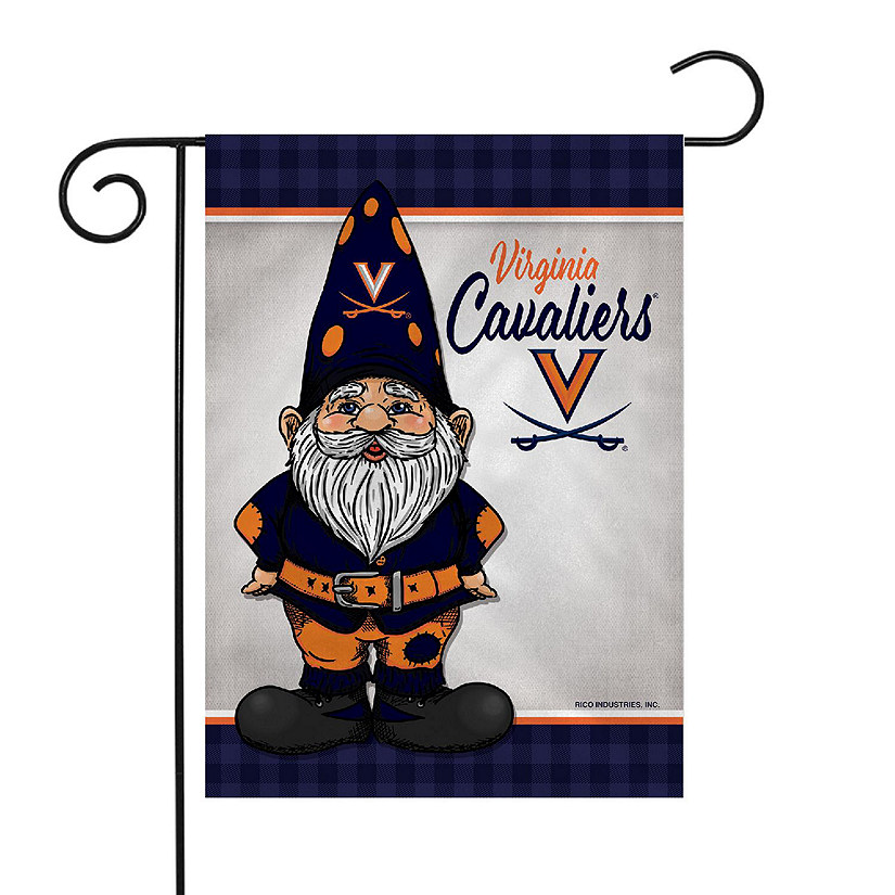 Rico Industries NCAA Virginia Cavaliers Gnome Spring 13" x 18" Double Sided Garden Flag Image