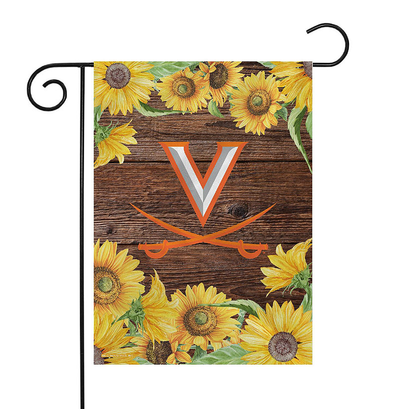 Rico Industries NCAA Virginia Cavaliers Sunflower Spring 13" x 18" Double Sided Garden Flag Image