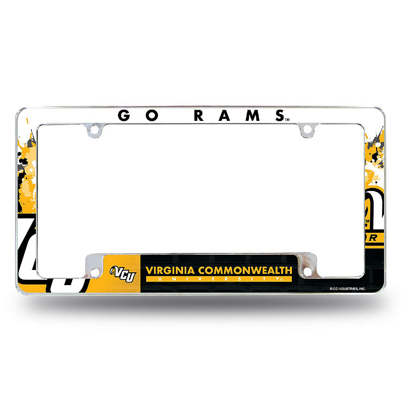 Rico Industries NCAA  Virginia Commonwealth Rams Primary 12" x 6" Chrome All Over Automotive License Plate Frame for Car/Truck/SUV Image