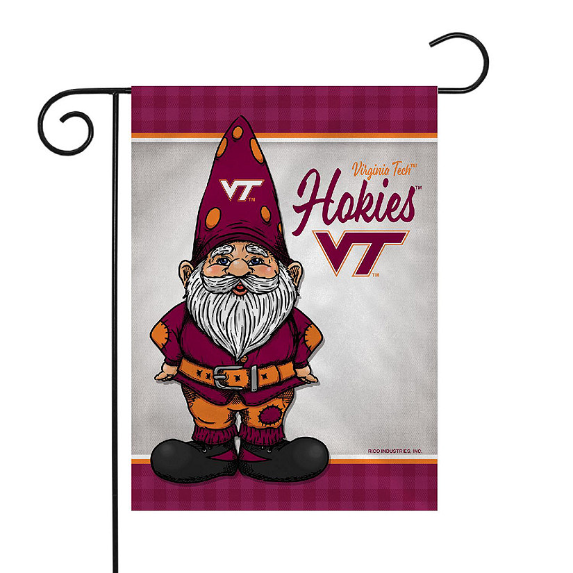 Rico Industries NCAA Virginia Tech Hokies Gnome Spring 13" x 18" Double Sided Garden Flag Image