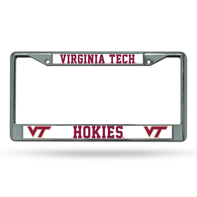 Rico Industries NCAA  Virginia Tech Hokies Premium 12" x 6" Chrome Frame With Plastic Inserts - Car/Truck/SUV Automobile Accessory Image