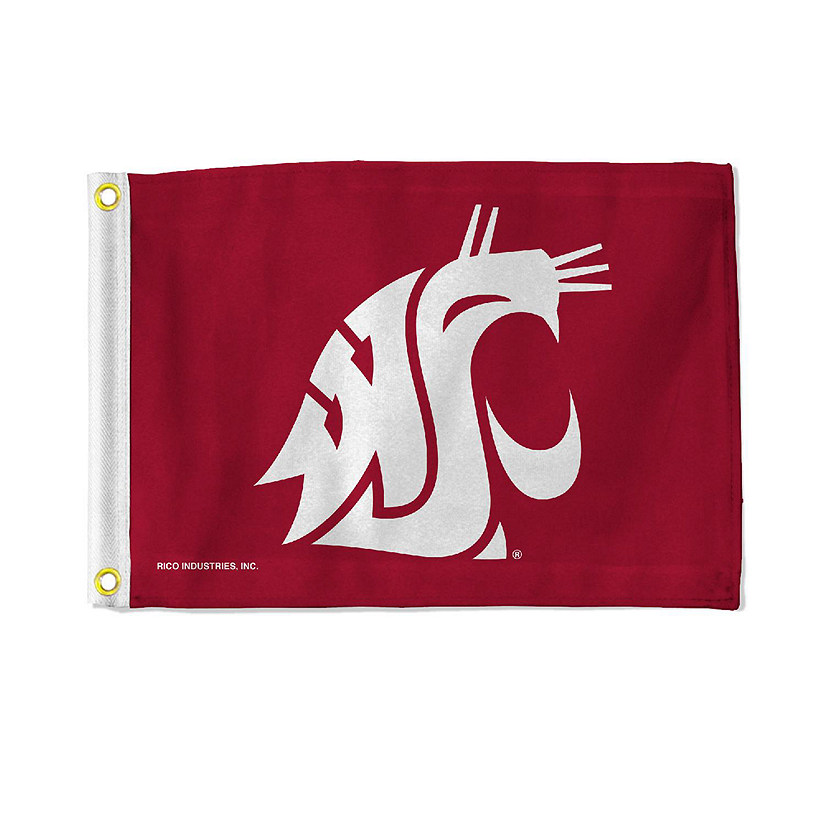 Rico Industries NCAA  Washington State Cougars - WSU Red Utility Flag - Double Sided - Great for Boat/Golf Cart/Home ect. Image