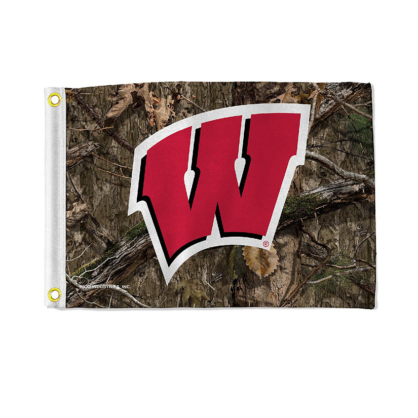Rico Industries NCAA  Wisconsin Badgers Camo Utility Flag - Double Sided - Great for Boat/Golf Cart/Home ect. Image