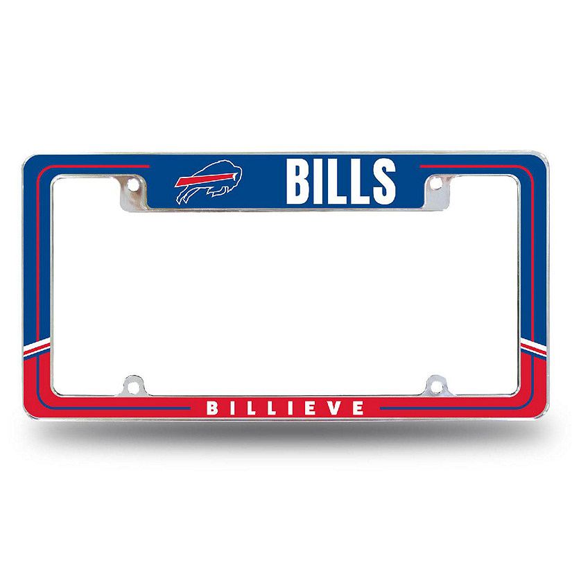 Rico Industries NFL Football Buffalo Bills Two-Tone 12" x 6" Chrome All Over Automotive License Plate Frame for Car/Truck/SUV Image