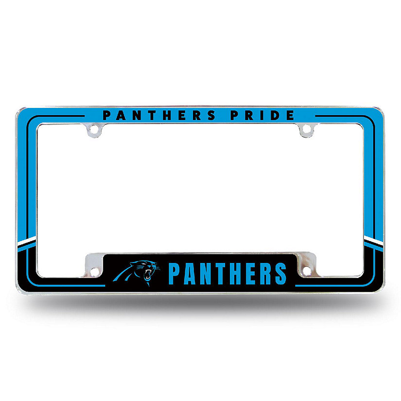 Rico Industries NFL Football Carolina Panthers Two-Tone 12" x 6" Chrome All Over Automotive License Plate Frame for Car/Truck/SUV Image