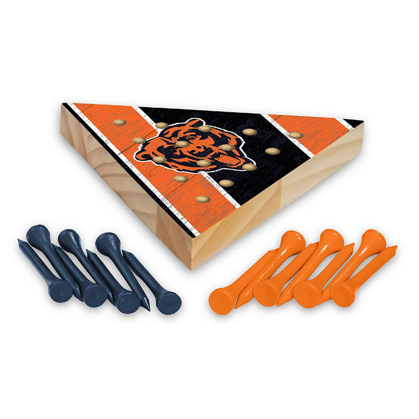 Rico Industries NFL Football Chicago Bears  4.5" x 4" Wooden Travel Sized Pyramid Game - Toy Peg Games - Triangle - Family Fun Image
