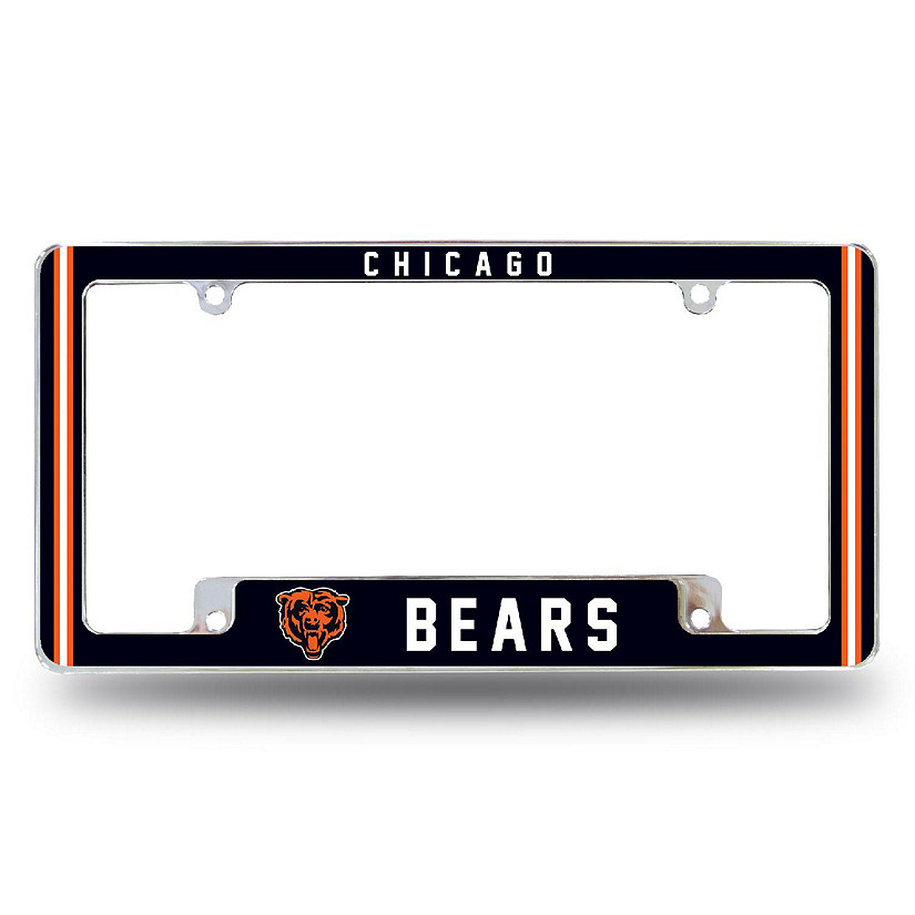 Rico Industries NFL Football Chicago Bears Classic 12" x 6" Chrome All Over Automotive License Plate Frame for Car/Truck/SUV Image