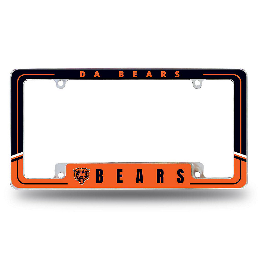 Rico Industries NFL Football Chicago Bears Two-Tone 12" x 6" Chrome All Over Automotive License Plate Frame for Car/Truck/SUV Image