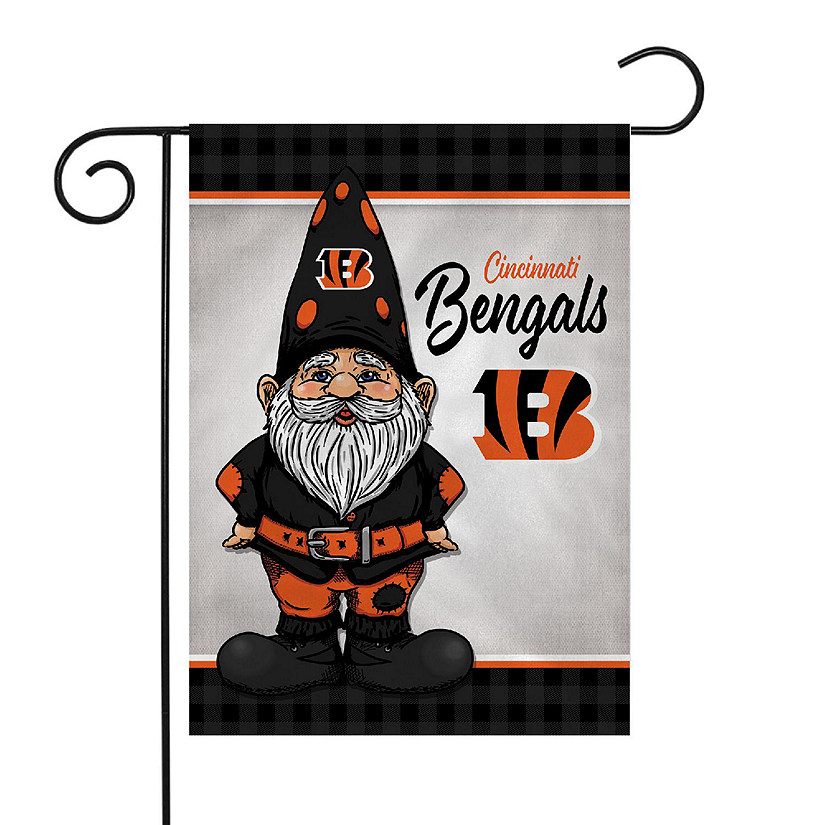 Rico Industries NFL Football Cincinnati Bengals Gnome Spring 13" x 18" Double Sided Garden Flag Image