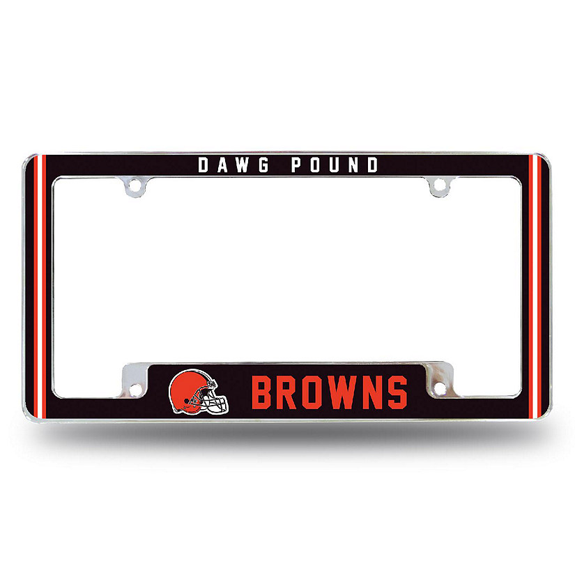 Rico Industries NFL Football Cleveland Browns Dawg Pound 12" x 6" Chrome All Over Automotive License Plate Frame for Car/Truck/SUV Image
