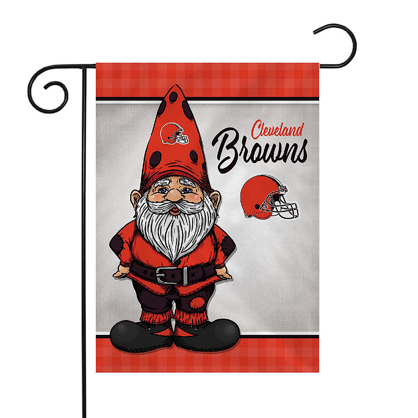 Rico Industries NFL Football Cleveland Browns Gnome Spring 13" x 18" Double Sided Garden Flag Image