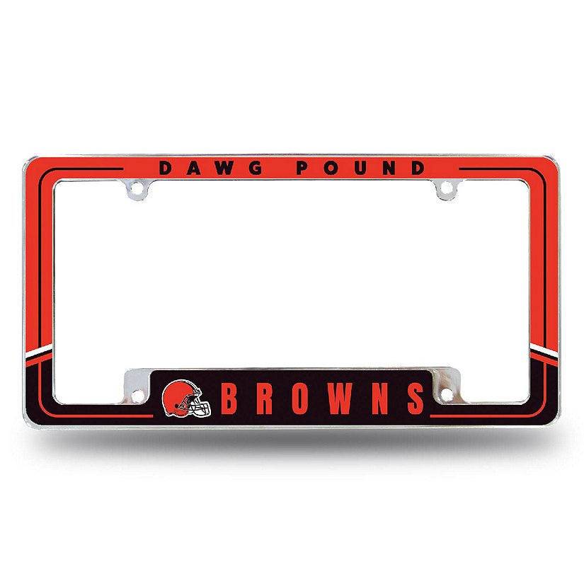 Rico Industries NFL Football Cleveland Browns Two-Tone 12" x 6" Chrome All Over Automotive License Plate Frame for Car/Truck/SUV Image