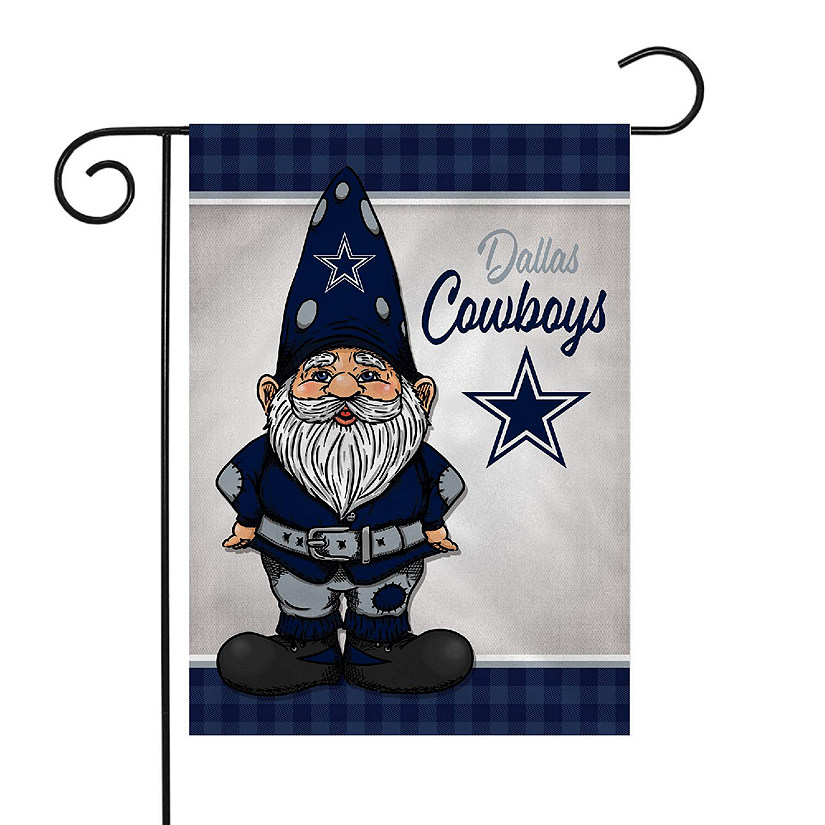 Rico Industries NFL Football Dallas Cowboys Gnome Spring 13" x 18" Double Sided Garden Flag Image