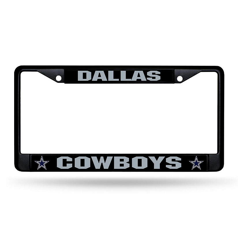Rico Industries NFL Football Dallas Cowboys Primary Black Chrome Frame with Plastic Inserts 12" x 6" Car/Truck Auto Accessory Image