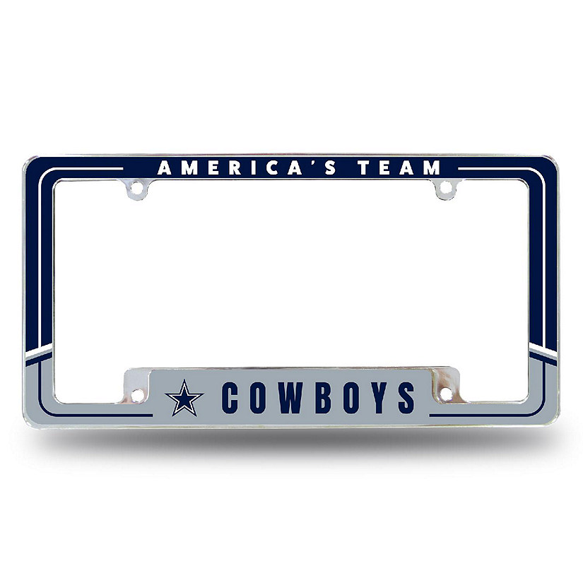 Rico Industries NFL Football Dallas Cowboys Two-Tone 12" x 6" Chrome All Over Automotive License Plate Frame for Car/Truck/SUV Image