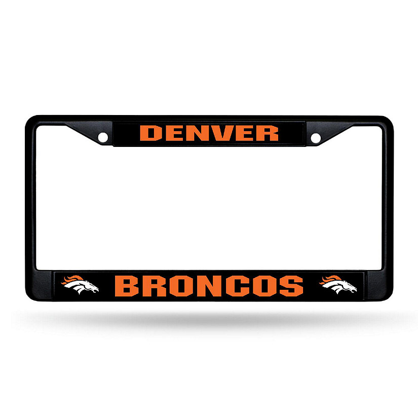 Rico Industries NFL Football Denver Broncos Primary Black Chrome Frame with Plastic Inserts 12" x 6" Car/Truck Auto Accessory Image