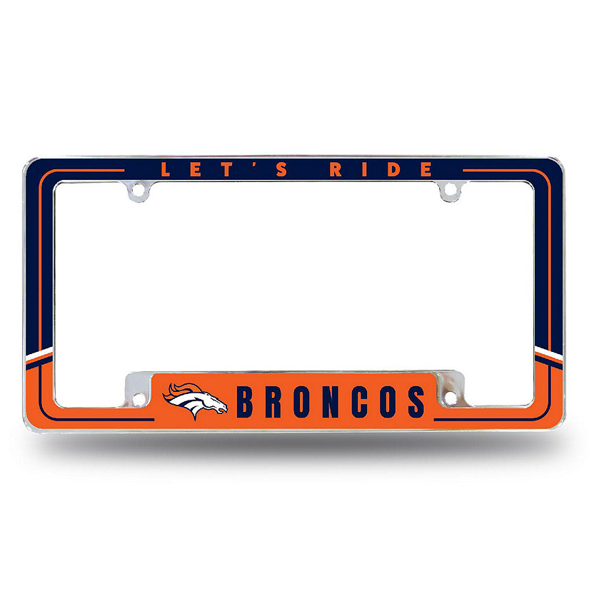 Rico Industries NFL Football Denver Broncos Two-Tone 12" x 6" Chrome All Over Automotive License Plate Frame for Car/Truck/SUV Image
