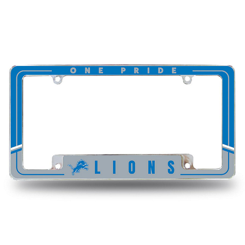 Rico Industries NFL Football Detroit Lions Two-Tone 12" x 6" Chrome All Over Automotive License Plate Frame for Car/Truck/SUV Image
