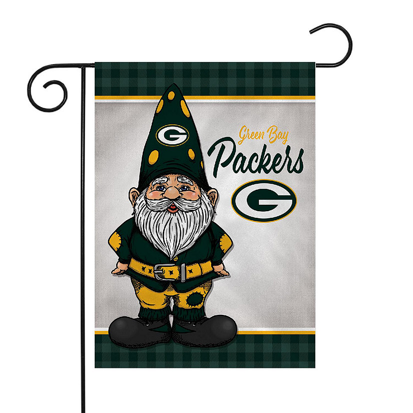 Rico Industries NFL Football Green Bay Packers Gnome Spring 13" x 18" Double Sided Garden Flag Image