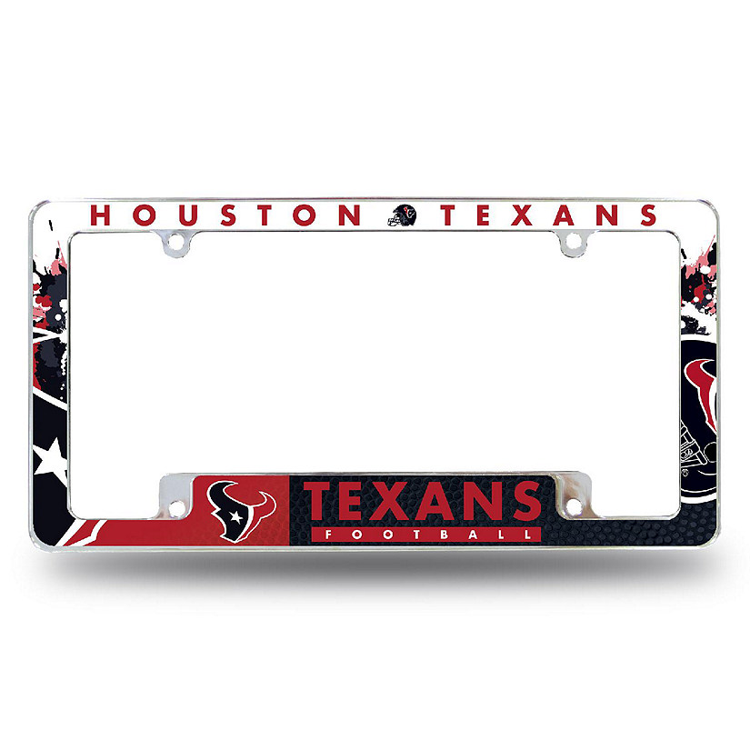 Rico Industries NFL Football Houston Texans Primary 12" x 6" Chrome All Over Automotive License Plate Frame for Car/Truck/SUV Image