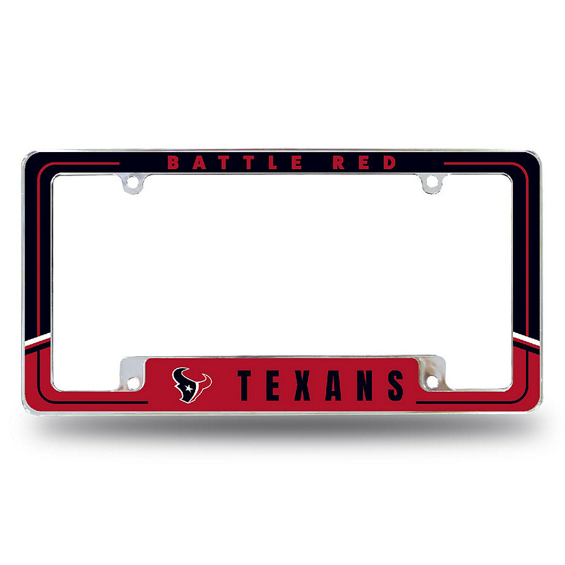 Rico Industries NFL Football Houston Texans Two-Tone 12" x 6" Chrome All Over Automotive License Plate Frame for Car/Truck/SUV Image