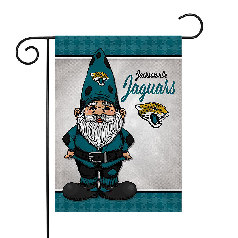 Rico Industries NFL Football Jacksonville Jaguars Gnome Spring 13" x 18" Double Sided Garden Flag Image