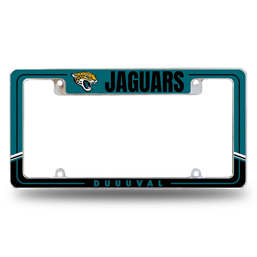 Rico Industries NFL Football Jacksonville Jaguars Two-Tone 12" x 6" Chrome All Over Automotive License Plate Frame for Car/Truck/SUV Image