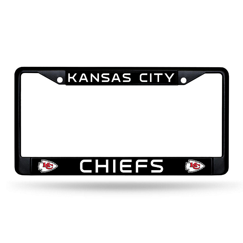 Rico Industries NFL Football Kansas City Chiefs Primary Black Chrome Frame with Plastic Inserts 12" x 6" Car/Truck Auto Accessory Image