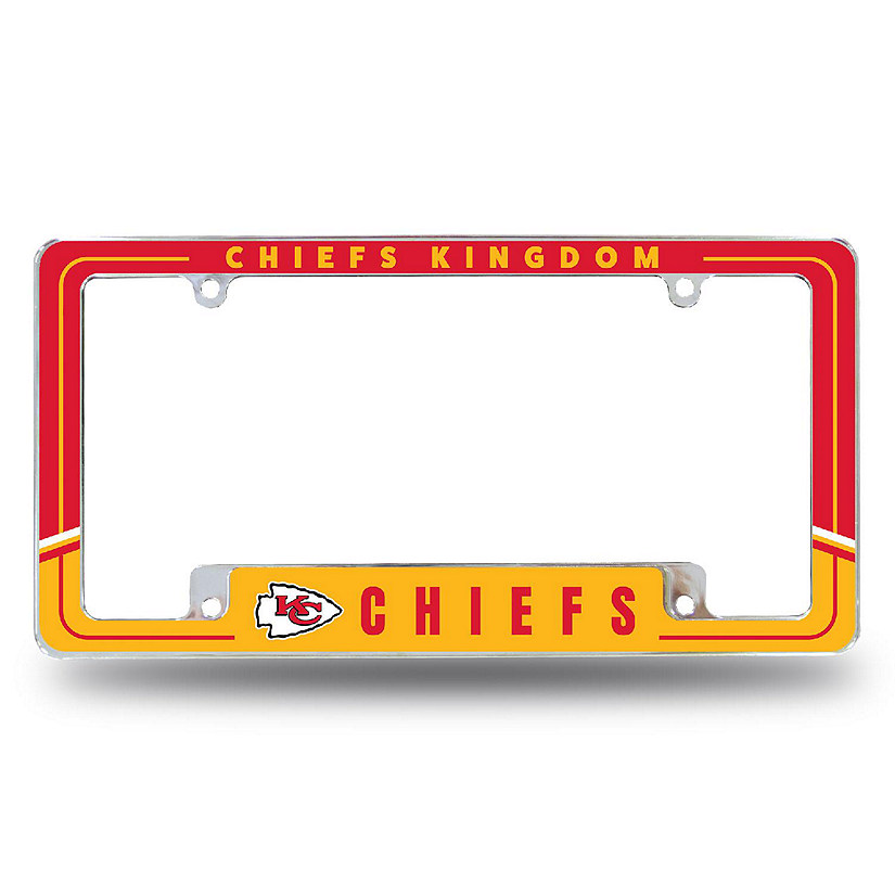 Rico Industries NFL Football Kansas City Chiefs Two-Tone 12" x 6" Chrome All Over Automotive License Plate Frame for Car/Truck/SUV Image