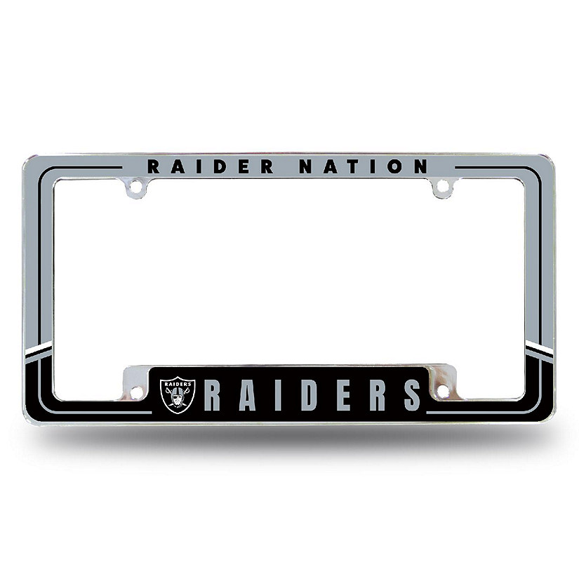 Rico Industries NFL Football Las Vegas Raiders Two-Tone 12" x 6" Chrome All Over Automotive License Plate Frame for Car/Truck/SUV Image