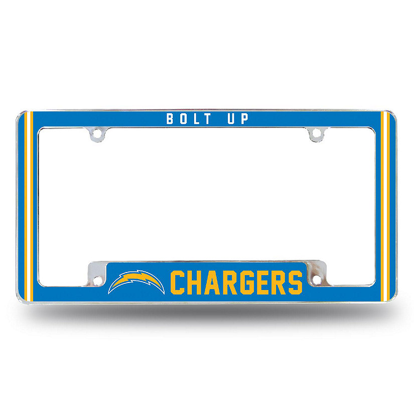 Rico Industries NFL Football Los Angeles Chargers Bolt Up 12" x 6" Chrome All Over Automotive License Plate Frame for Car/Truck/SUV Image