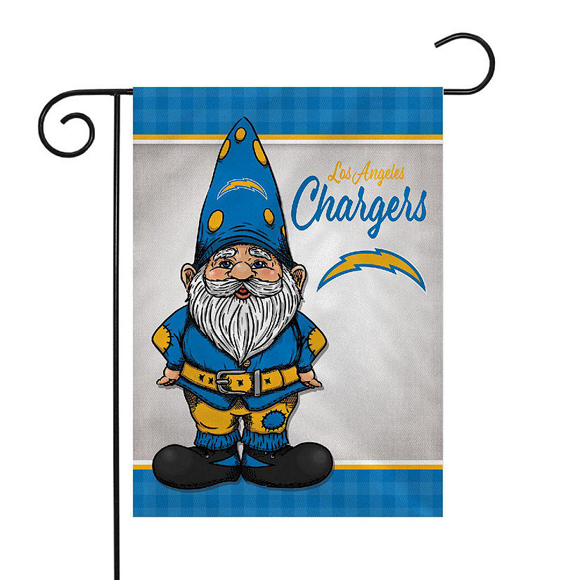 Rico Industries NFL Football Los Angeles Chargers Gnome Spring 13" x 18" Double Sided Garden Flag Image