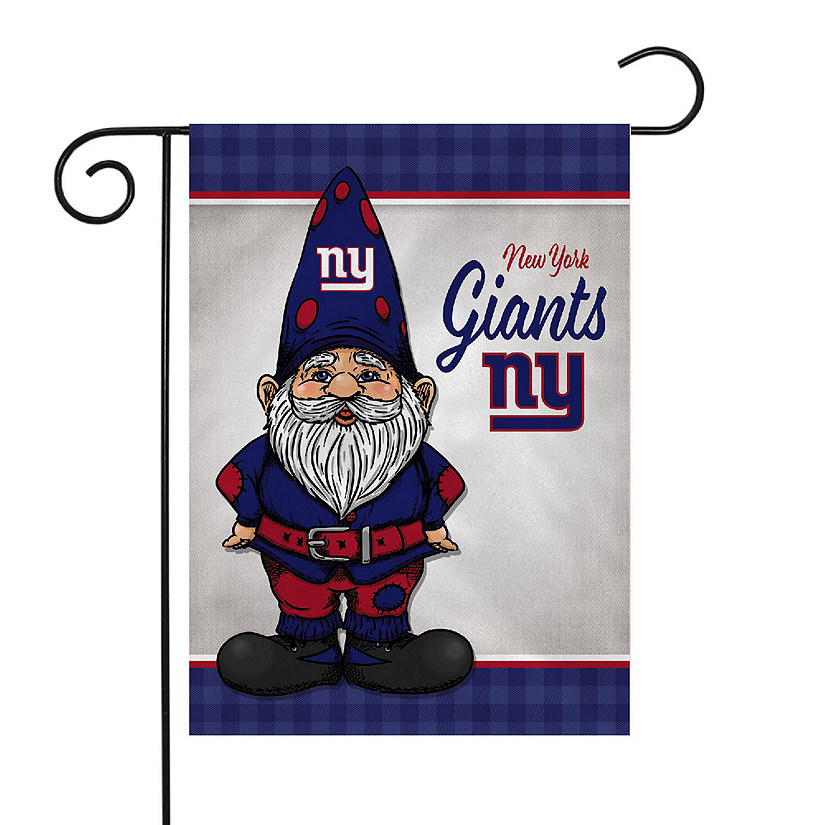Rico Industries NFL Football New York Giants Gnome Spring 13" x 18" Double Sided Garden Flag Image