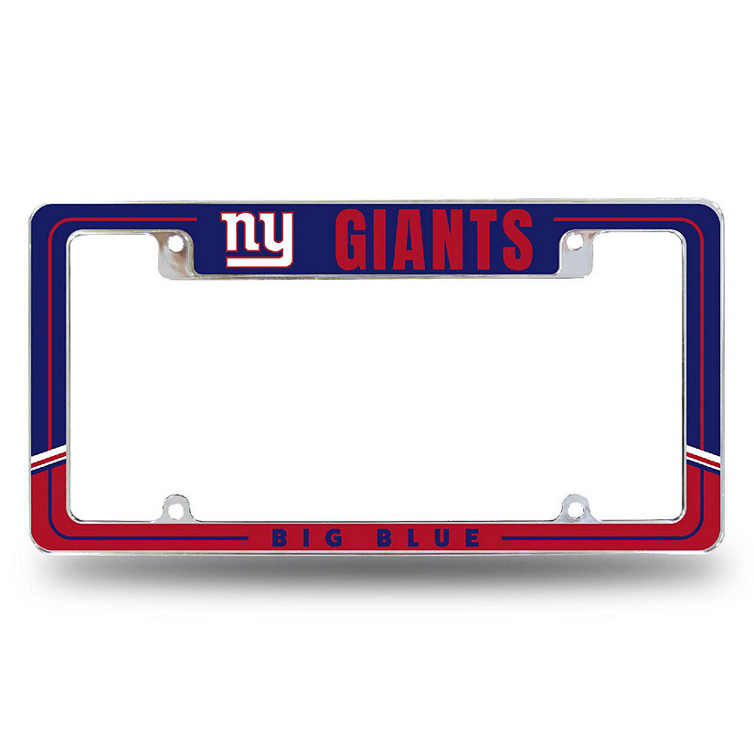 Rico Industries NFL Football New York Giants Two-Tone 12" x 6" Chrome All Over Automotive License Plate Frame for Car/Truck/SUV Image