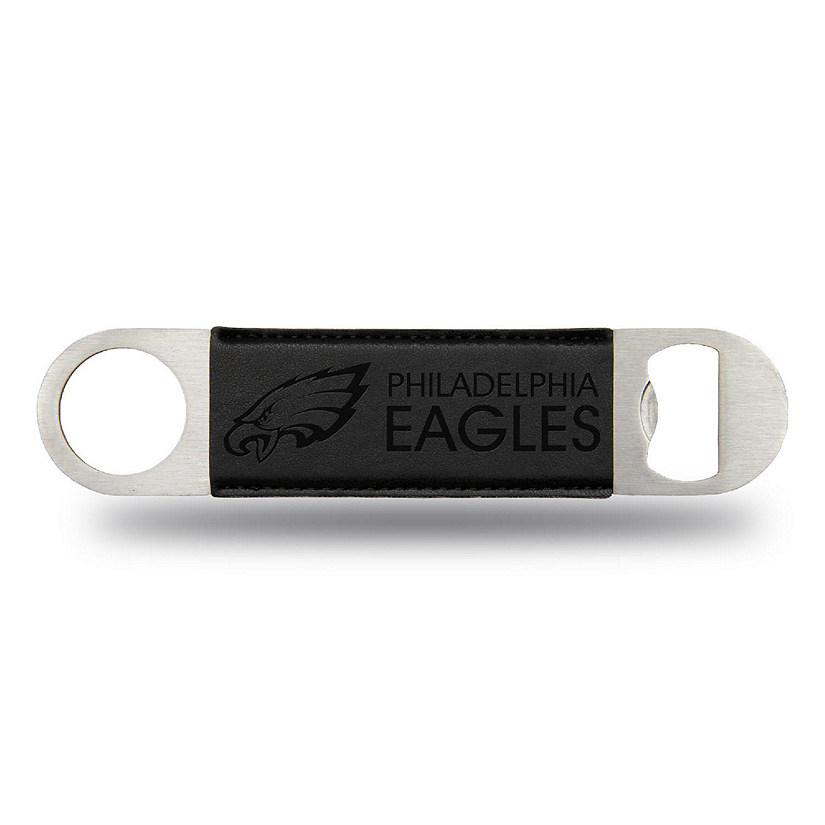 Rico Industries NFL Football Philadelphia Eagles Black Faux Leather Laser Engraved Bar Blade - Great Beverage Accessory for Game Day Image