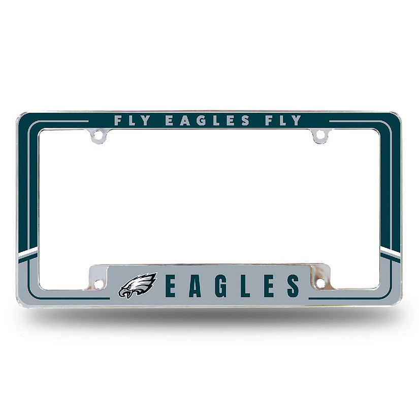 Rico Industries NFL Football Philadelphia Eagles Two-Tone 12" x 6" Chrome All Over Automotive License Plate Frame for Car/Truck/SUV Image