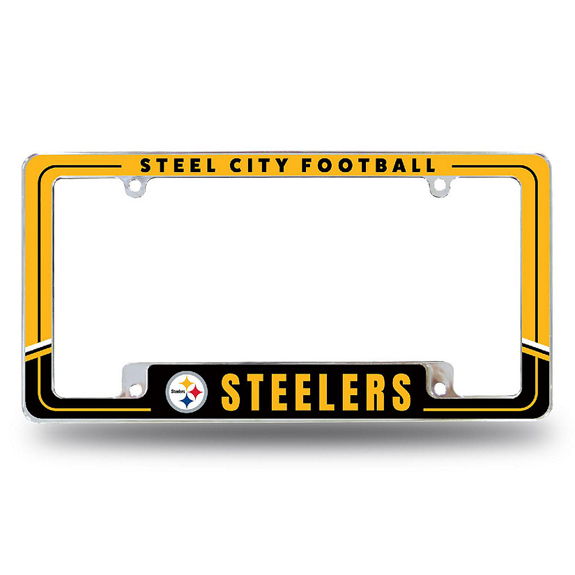 Rico Industries NFL Football Pittsburgh Steelers Two-Tone 12" x 6" Chrome All Over Automotive License Plate Frame for Car/Truck/SUV Image
