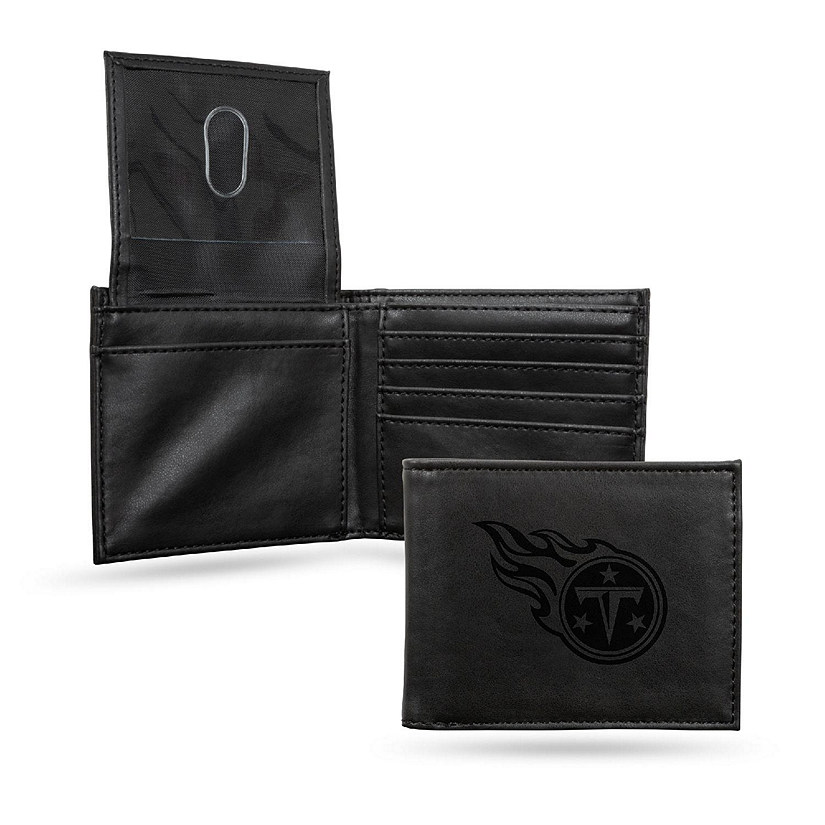 Rico Industries NFL Football Tennessee Titans Black Laser Engraved Bill-fold Wallet - Slim Design - Great Gift Image