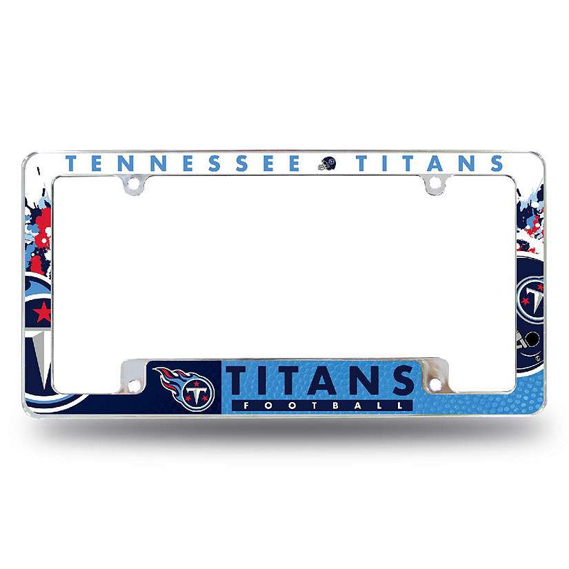 Rico Industries NFL Football Tennessee Titans Primary 12" x 6" Chrome All Over Automotive License Plate Frame for Car/Truck/SUV Image